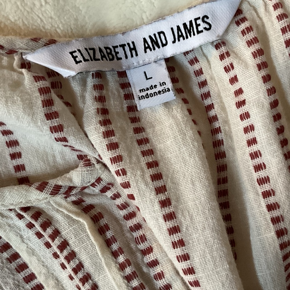 Elizabeth and James Cream Tunic with Burgundy Stripe Detail - Picture 2 of 5